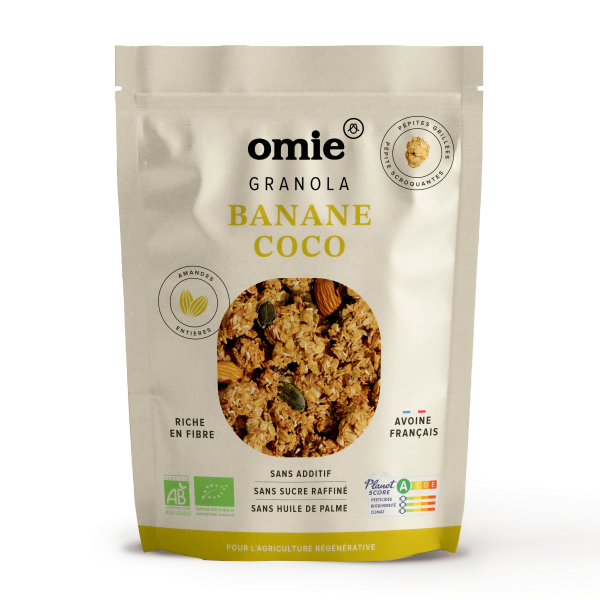 Granola à la banane et à la noix de coco bio (avoine français) - 1